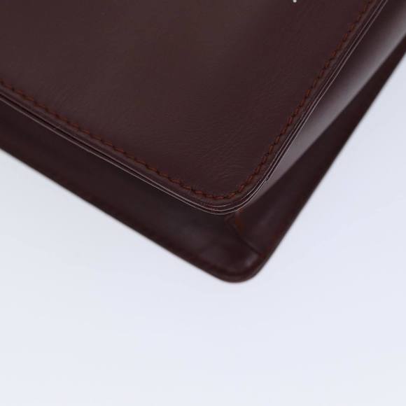 CARTIER Clutch Bag Leather Bordeaux Auth 70664